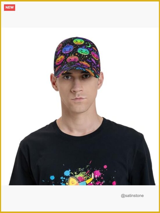 Funny Halloween Pumpkin Baseball Cap Trucker Hat Adjustable Unisex Cotton main image 5